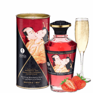 Huile chauffante aphrodisiaque - Vin pétillant à la fraise 100ml