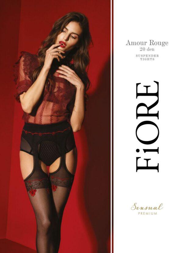 Amour Rouge Bas jarretelles 20 DEN - Noir et Rouge - Qualité premium