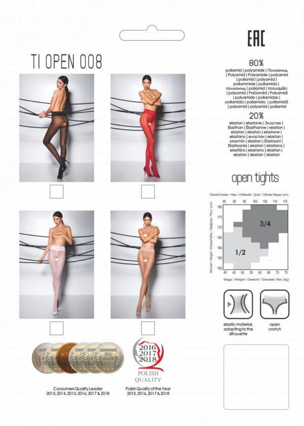 TI008R Collants ouverts 30 DEN - Rouge – Image 3