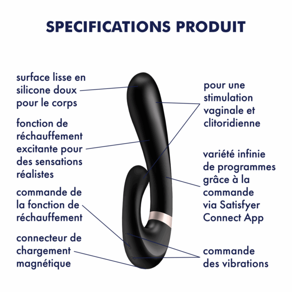 Heat Wave Connect App - Noir Stimulateur clitoridien et Vibromasseur point G Satisfyer – Image 8