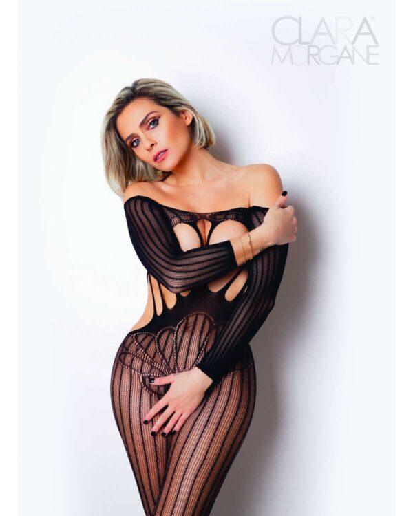 Le numéro 5 bodystocking Clara Morgane - Noir