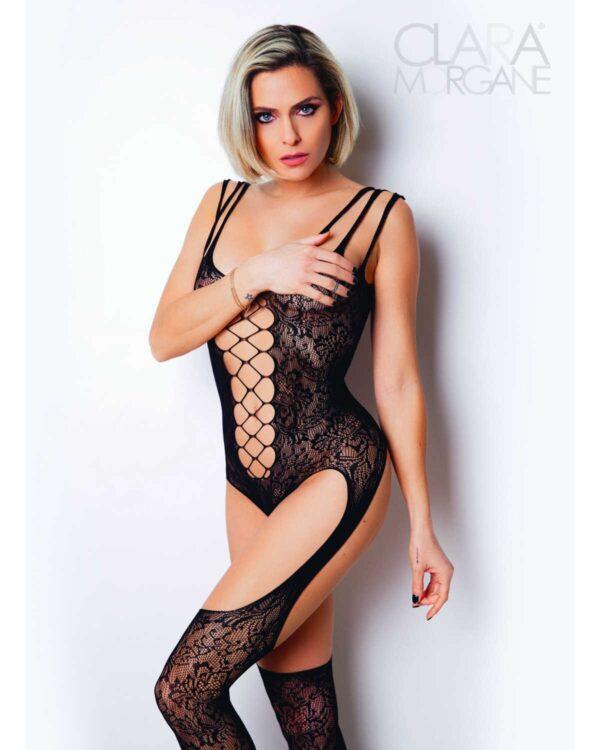 Le numéro 9 bodystocking Clara Morgane - Noir