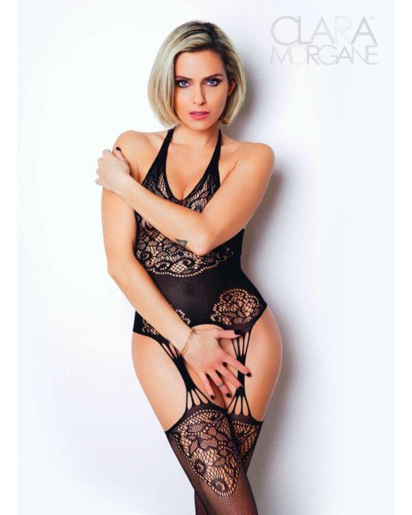 Le numéro 15 bodystocking Clara Morgane - Noir