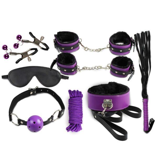 Secret Bondage : Ensemble BDSM 8 pcs 6197 - Noir et Violet – Image 3