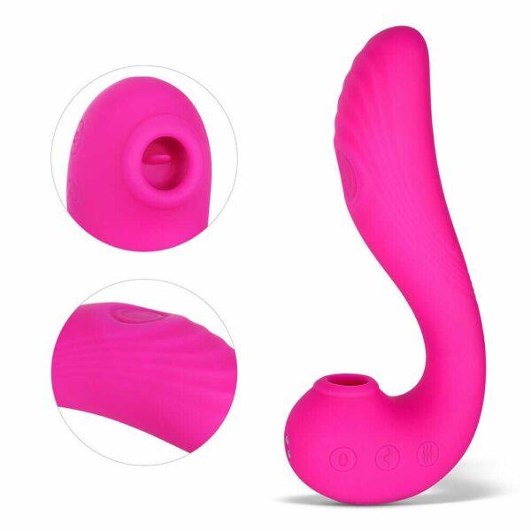 Angel - Vibromasseur 3 en 1 point G et léchage du clitoris - Rose – Image 6