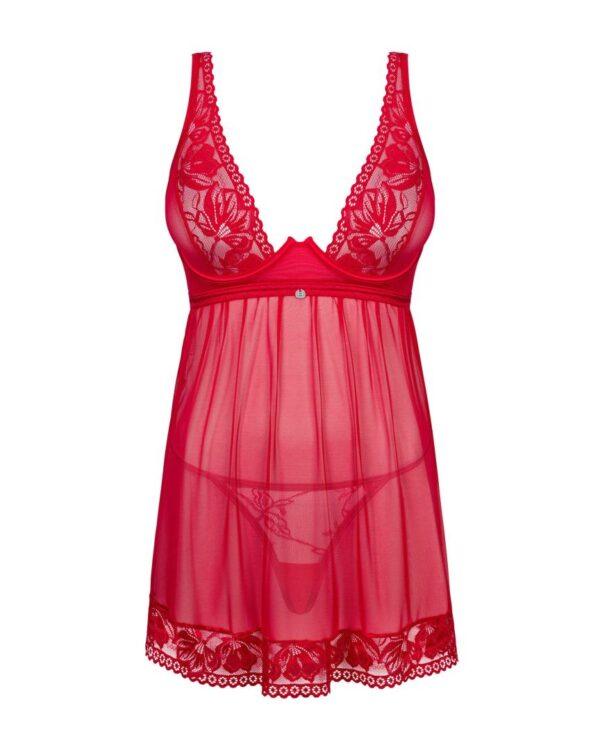 Lacelove babydoll et String - Rouge – Image 8