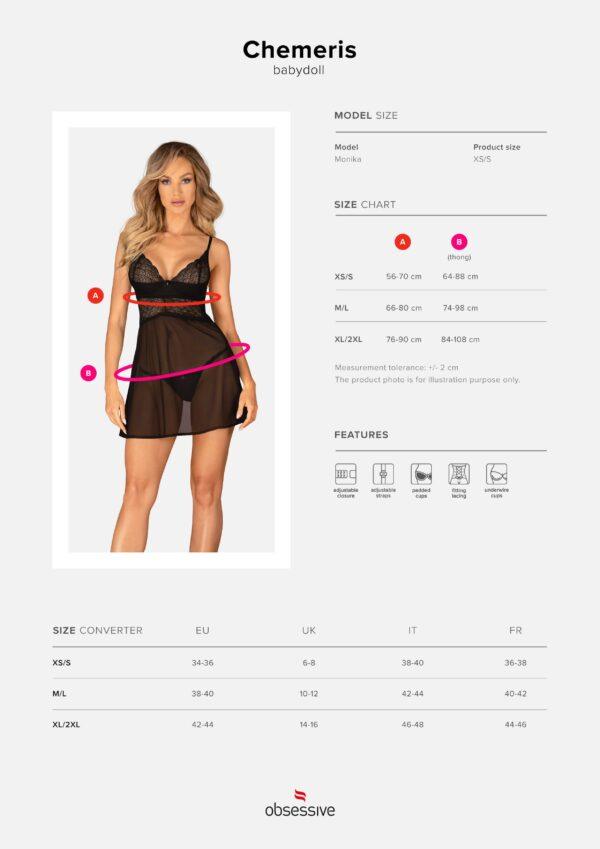 Chemeris babydoll et String - Noire – Image 12