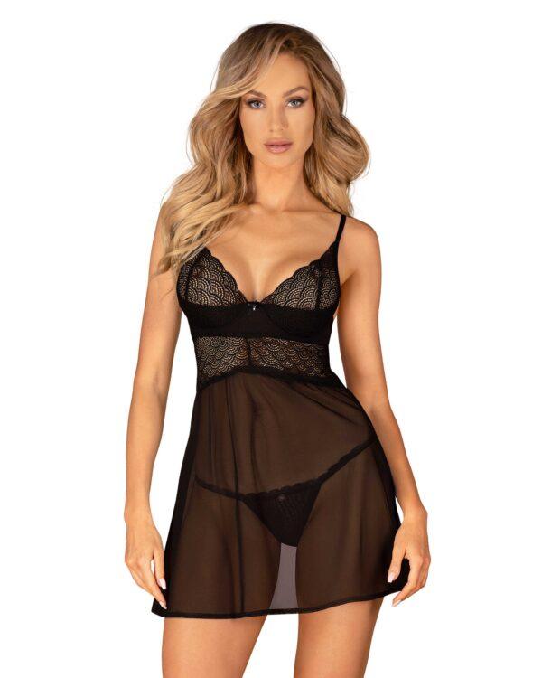 Chemeris babydoll et String - Noire