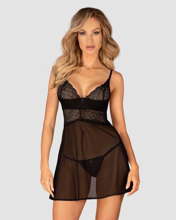 Chemeris babydoll et String - Noire – Image 6