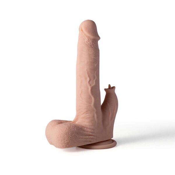 Colter gode réaliste vibrant, va et vient et lécheur avec appli 21 cms - Chair – Image 3