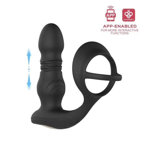 Cyrus - Vibromasseur de prostate va et vient contrôlé par application - Noir – Image 3