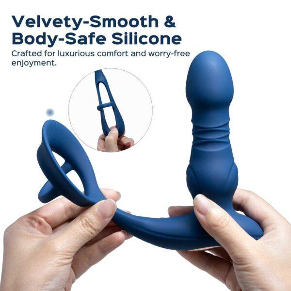 Cyrus - Vibromasseur de prostate va et vient contrôlé par application - Bleu – Image 8