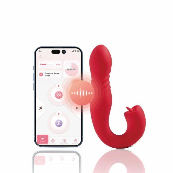 JOI THRUST 2 Bleu - Vibromasseur point G - lèche-clitoris - va et vient contrôlé par application – Image 5