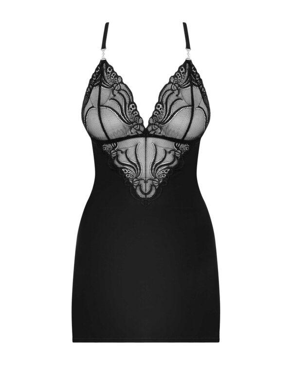 828-CHE-1 Nuisette et String - Noir – Image 6