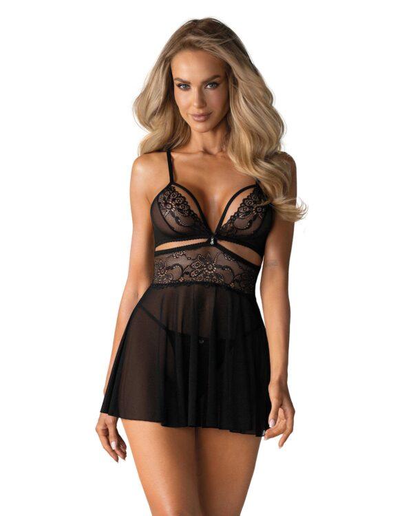 838-BAB-1 babydoll - Noir