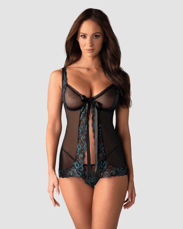 Amanta Babydoll - Noir et Turquoise – Image 5