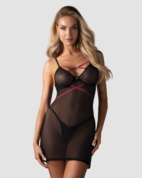 Novenes nuisette et string - Noir – Image 5
