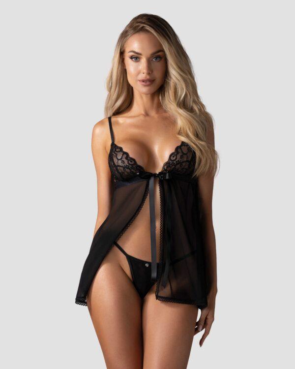 Blomentis babydoll et String - Noire – Image 5