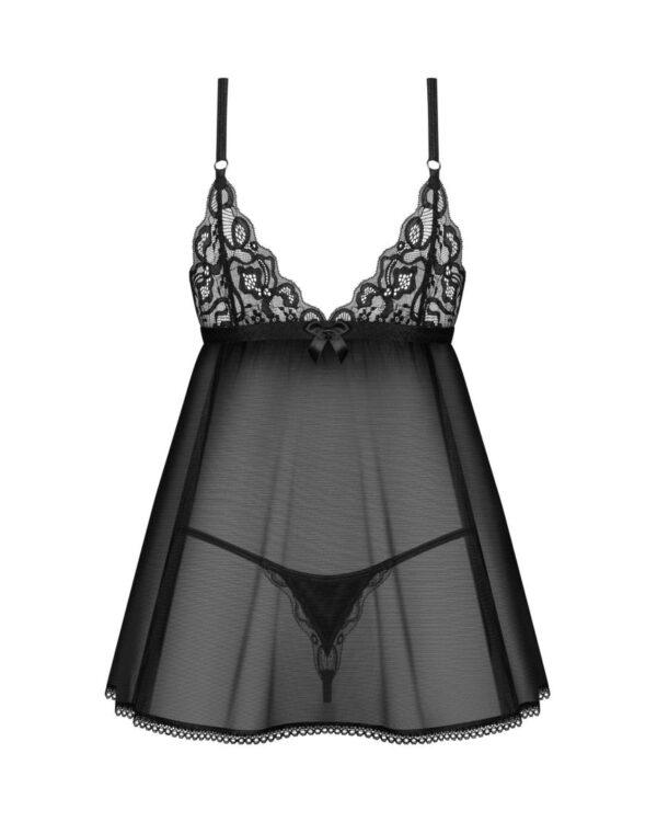 Blomentis babydoll et String - Noire – Image 8