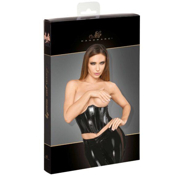 F211 Corset en cuir écologique laqué avec baleine pour femme – Image 7