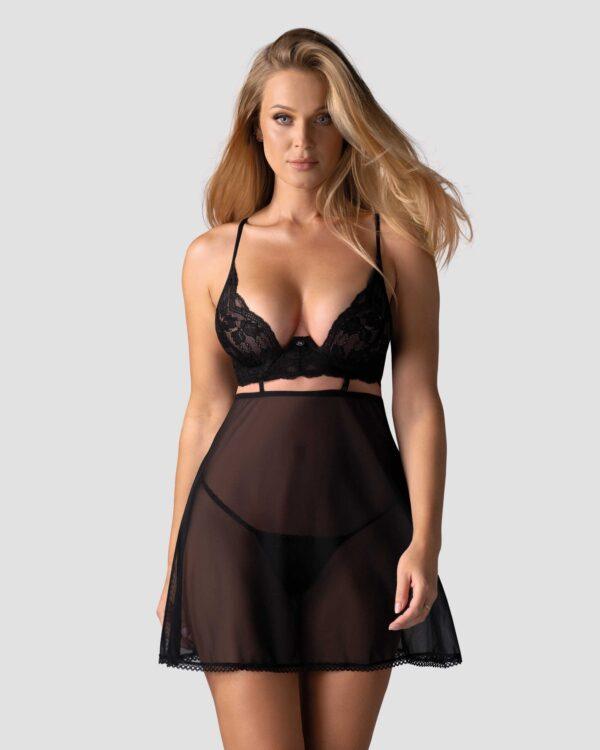 Nutris babydoll et String - Noire – Image 4