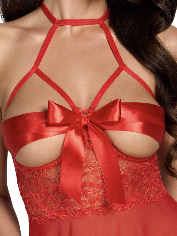 Sexy Kiss 247 babydoll et ruban de satin - Rouge – Image 8