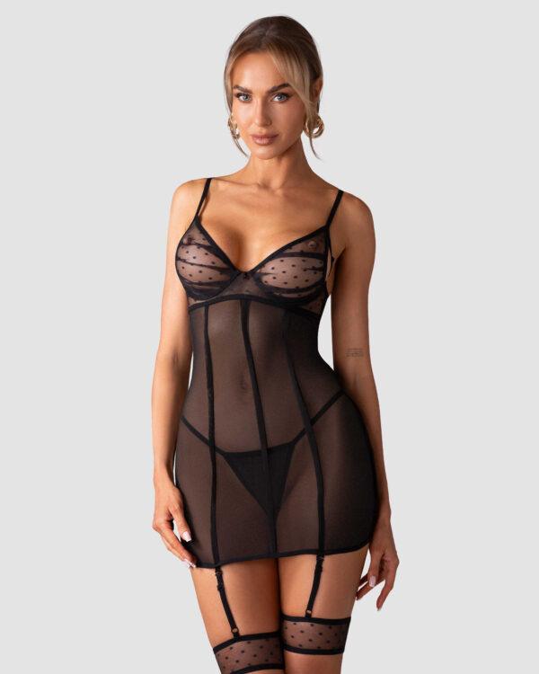 Nuites nuisette et string - Noirs – Image 3