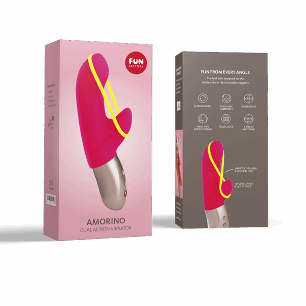 Amorino - Vibromasseur Rabbit silencieux - Rose et jaune fluo – Image 4