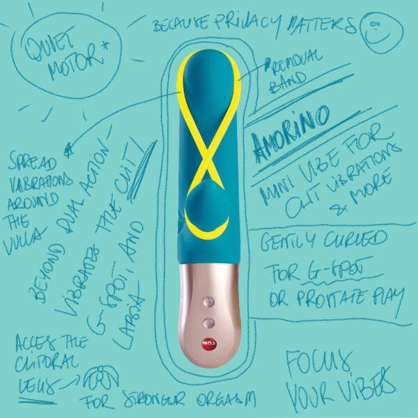 Amorino - Vibromasseur Rabbit silencieux - Pétrole et jaune fluo – Image 5