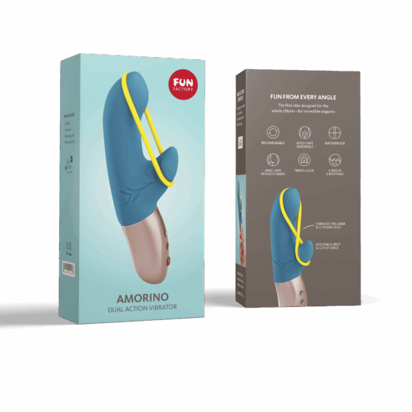 Amorino - Vibromasseur Rabbit silencieux - Pétrole et jaune fluo – Image 7