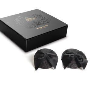 Cache-tétons Burlesque Noeud et Paillettes - Noir