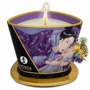 Bougie de massage lueur et caresses - Libido Fruits exotiques