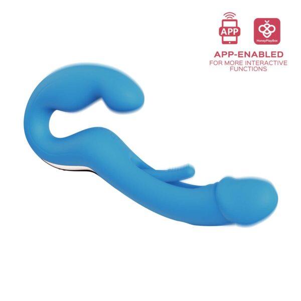 Harmony Duo Strap on vibrant avec tapotage - Bleu – Image 4