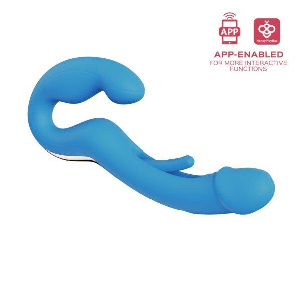 Harmony Duo Strap on vibrant avec tapotage - Bleu – Image 5