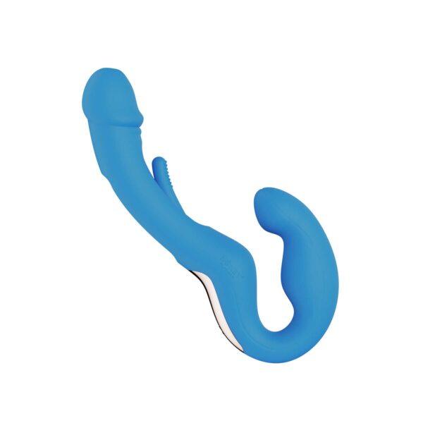 Harmony Duo Strap on vibrant avec tapotage - Bleu – Image 6