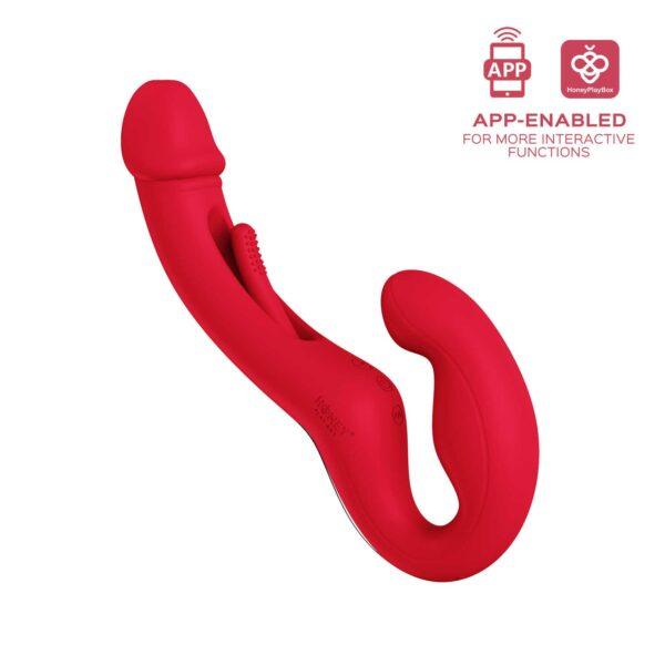 Harmony Duo Strap on vibrant avec tapotage - Rouge – Image 3