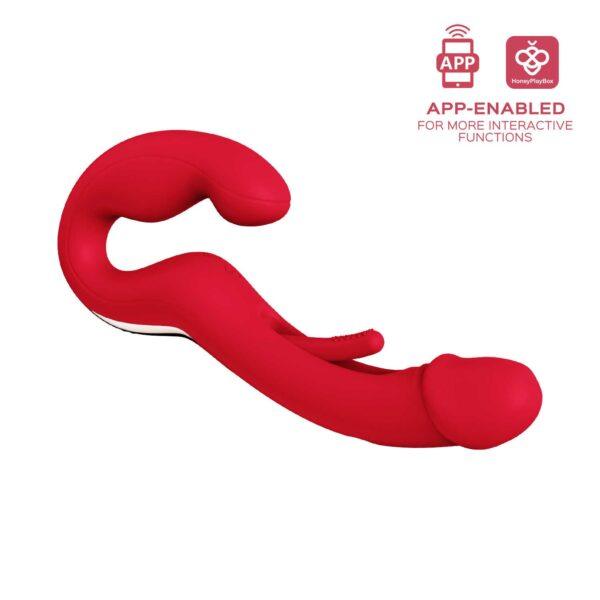 Harmony Duo Strap on vibrant avec tapotage - Rouge – Image 4