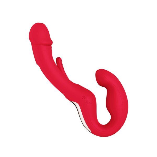 Harmony Duo Strap on vibrant avec tapotage - Rouge – Image 5