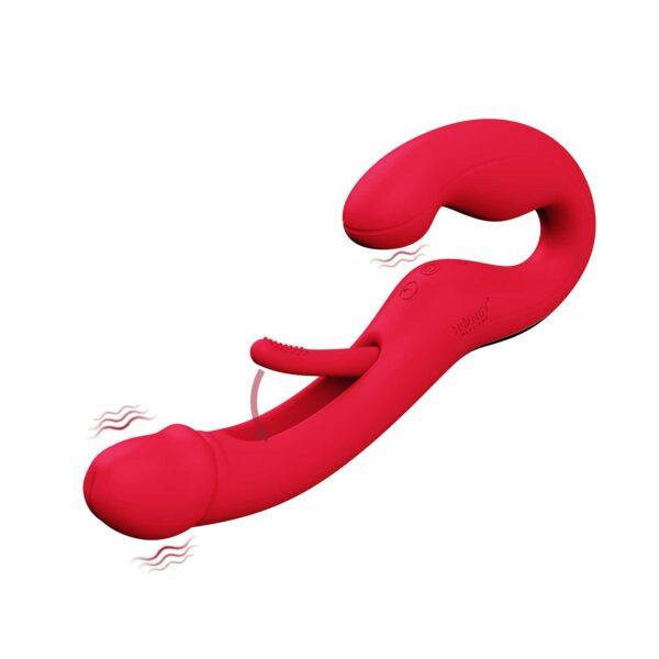 Harmony Duo Strap on vibrant avec tapotage - Rouge – Image 6