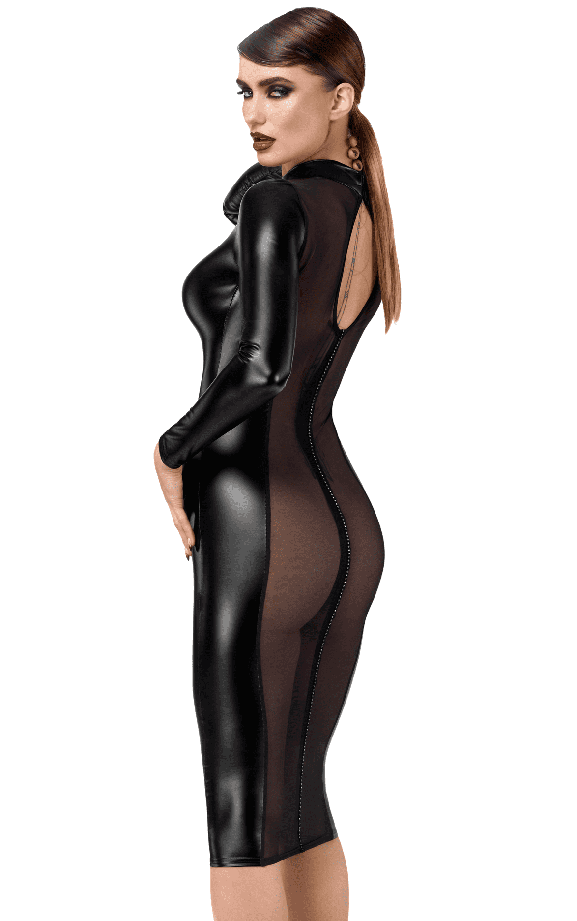 F371 Luxuria robe mi-longue cristal transparente – Image 4