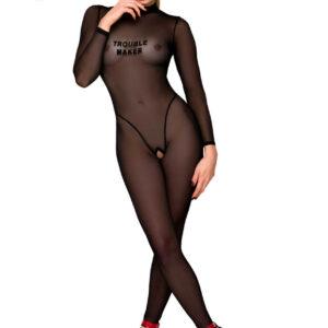 F387 Catsuit transparent noir