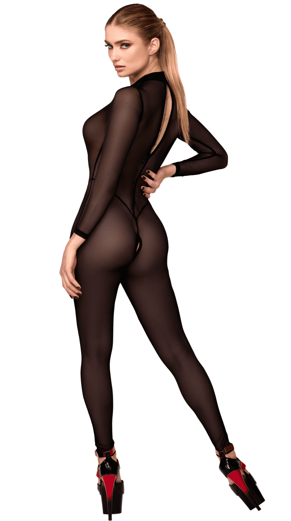 F387 Catsuit transparent noir – Image 4