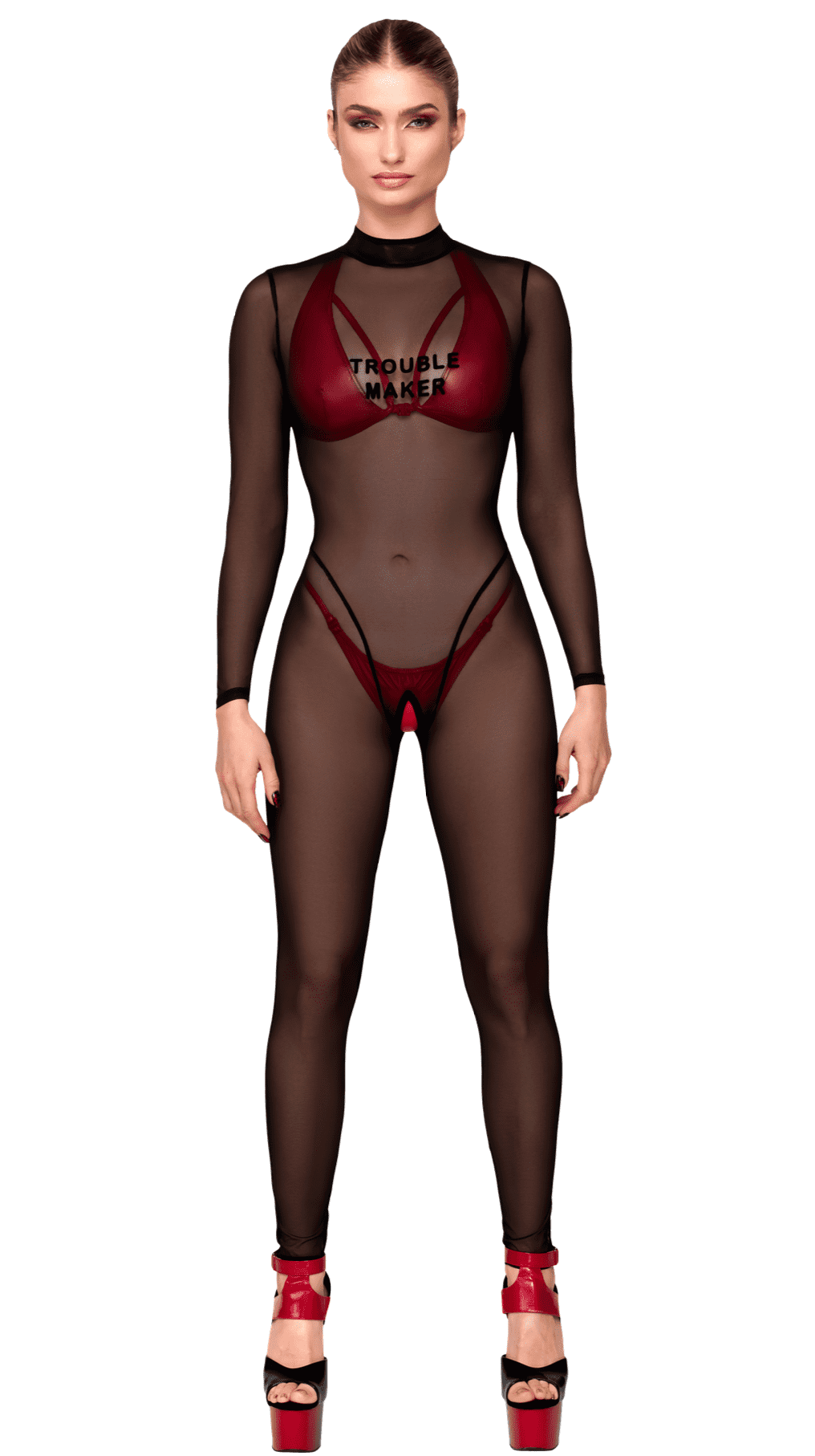 F387 Catsuit transparent noir – Image 5