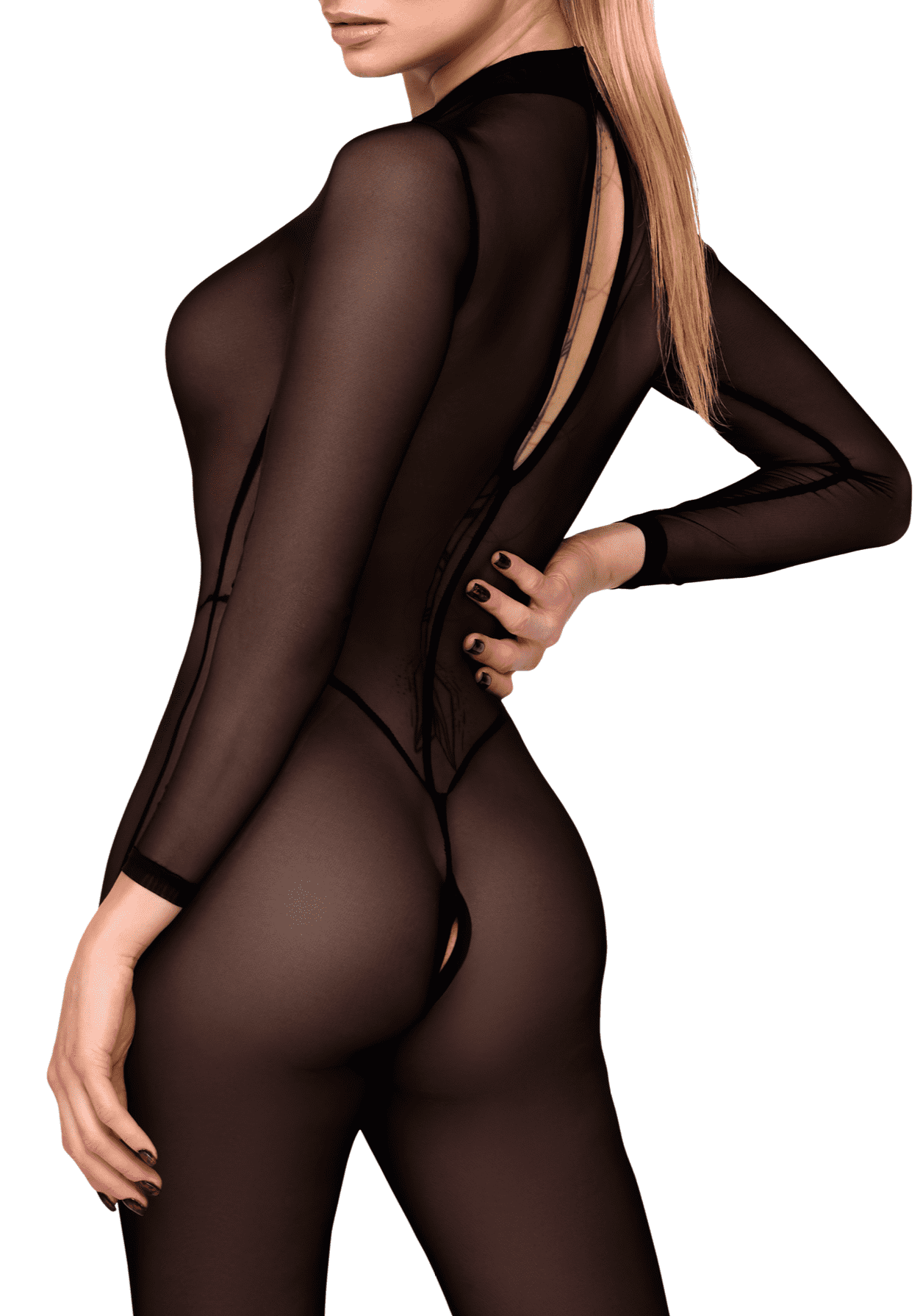 F387 Catsuit transparent noir – Image 7