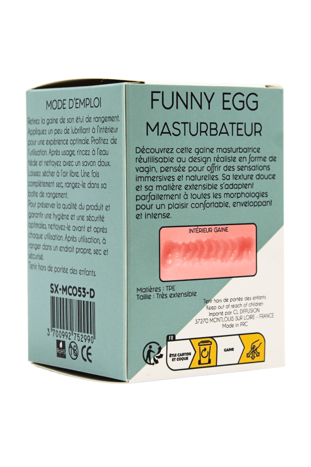 Gaine Masturbatrice Réutilisable FUNNY EGG – Design Réaliste Vagin lèvres moyennes – Image 8