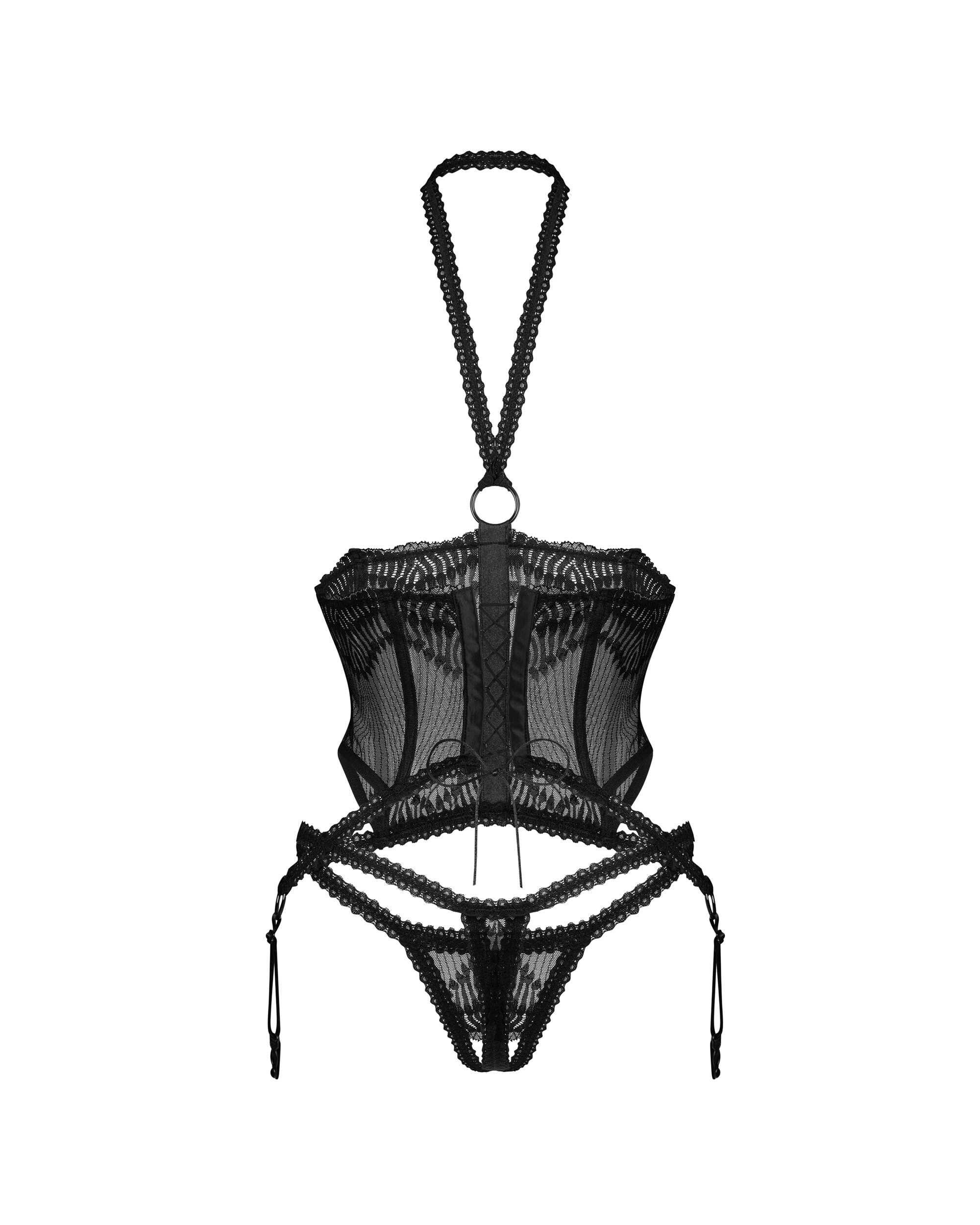 Alliane corset et string – Noirs