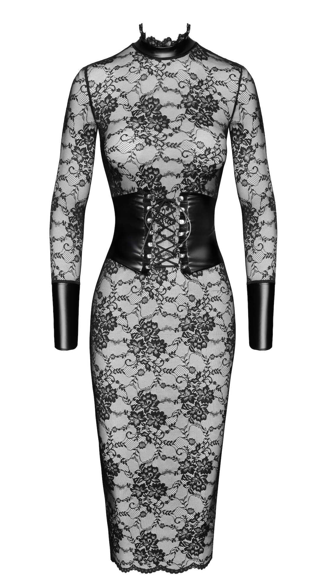 F375 Noirelle Robe corset mi-longue en dentelle – Image 8