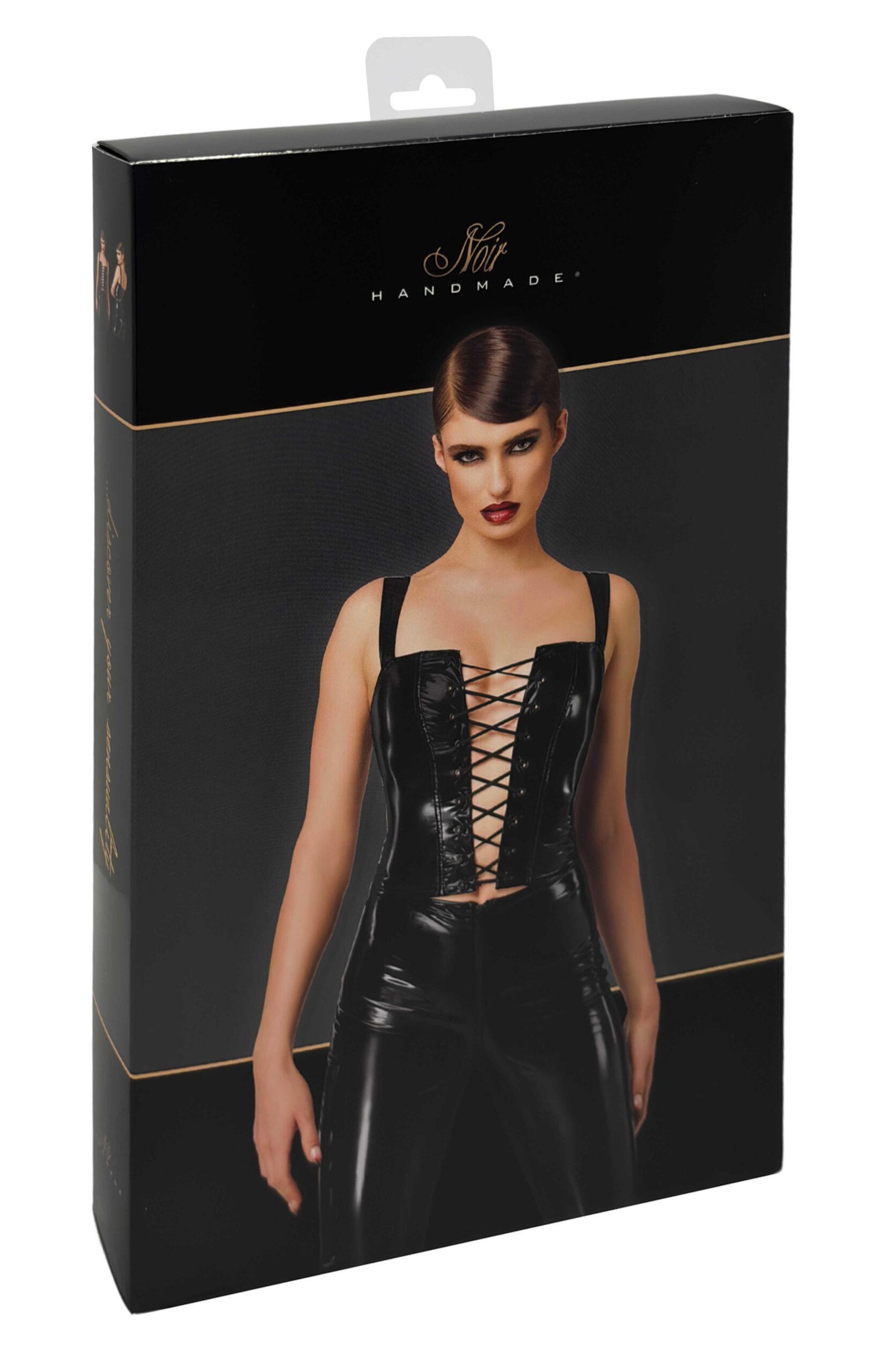 F379 Dominae Corset Top en PVC lacé sur l’avant