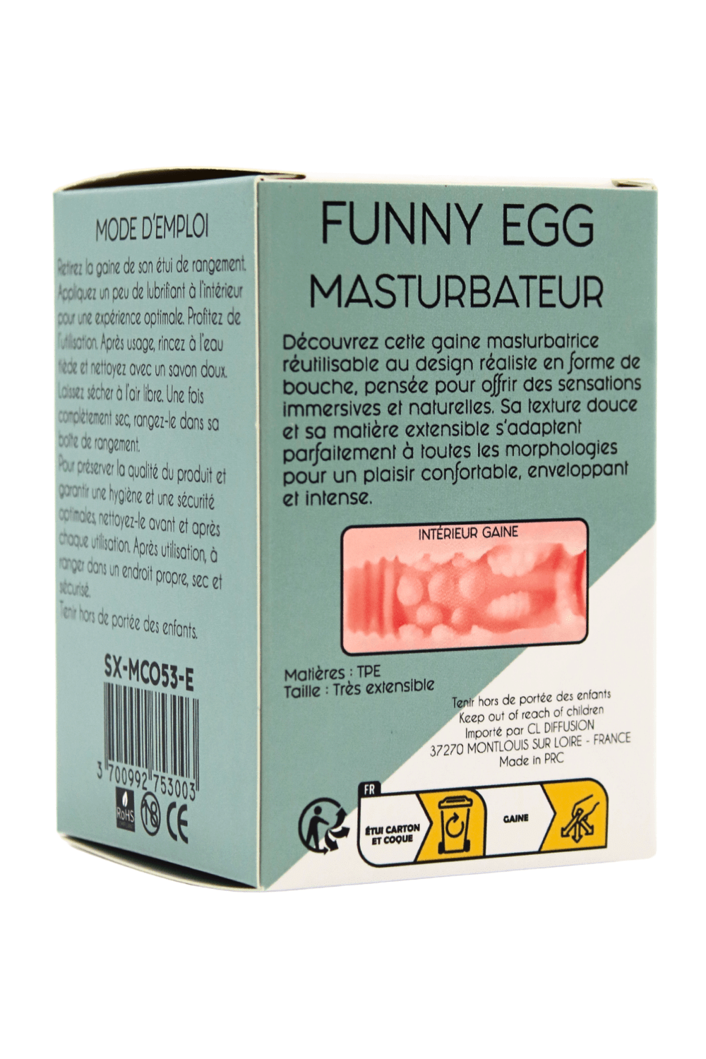 Gaine Masturbatrice Réutilisable FUNNY EGG – Design Réaliste Bouche