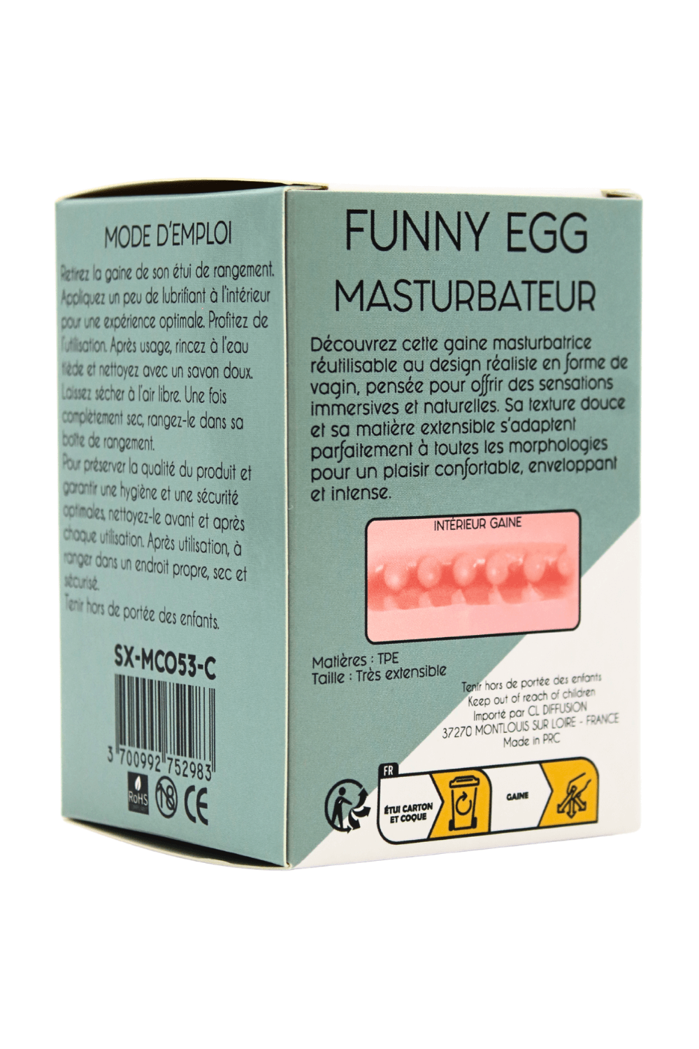 Gaine Masturbatrice Réutilisable FUNNY EGG – Design Réaliste Vagin lèvres fines – Image 8